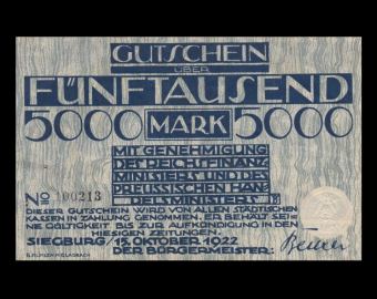 Germany, notegeld, 5000 mark, 1922