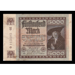 Allemagne, P-81b, 5000 ReichMark, 1922 - Billet de banque en vente sur Monnaies du Monde SHOP