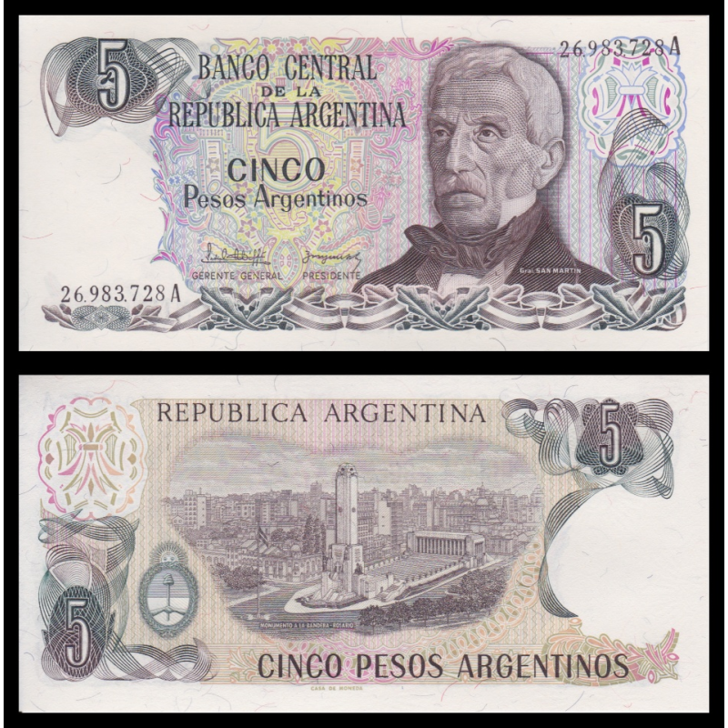 Argentine, P-312a1, 5 pesos argentinos, 1983-84 - Billet de banque en vente sur Monnaies du Monde SHOP