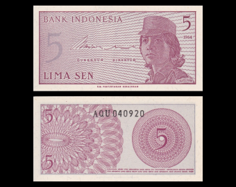 Indonesia, P-091, 5 sen, 1964