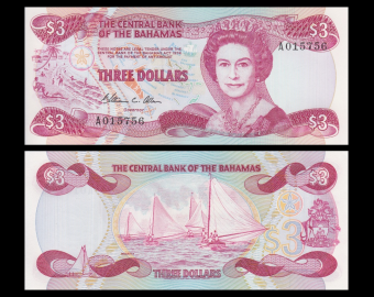 Bahamas, p44, 3 dollars, 1984