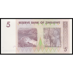 Zimbabwe, P-066, 5 dollars, 2007 - Billet de banque en vente sur Monnaies du Monde SHOP