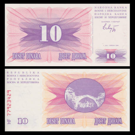 Bosnia and Herzegovina, P-10, 10 dinara, 1992