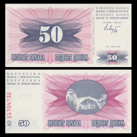 Bosnie-Herzégovine, P-012, 50 dinara, 1992