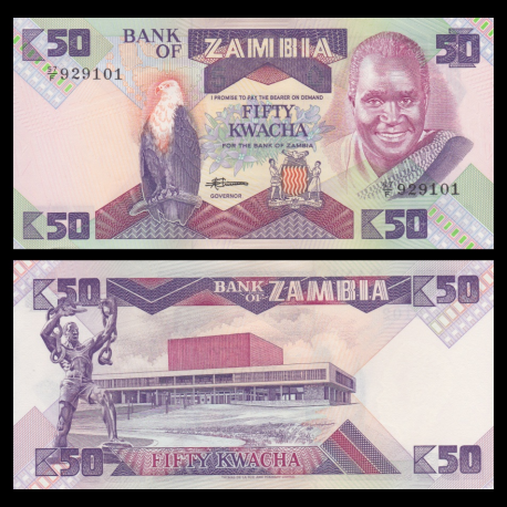 Zambia, p-28, 50 kwacha, 1986-88