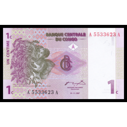 Congo, P-080, 1 centime,1997 - Billet de banque en vente sur Monnaies du Monde SHOP