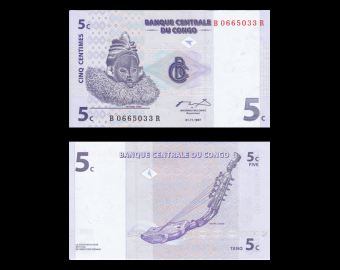 Congo, P-081, 5 centimes, 1997