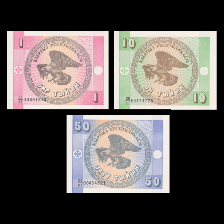 Kyrgyzstan, 3 banknotes set