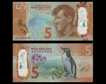 New Zealand, p-191, 5 dollars, 2015
