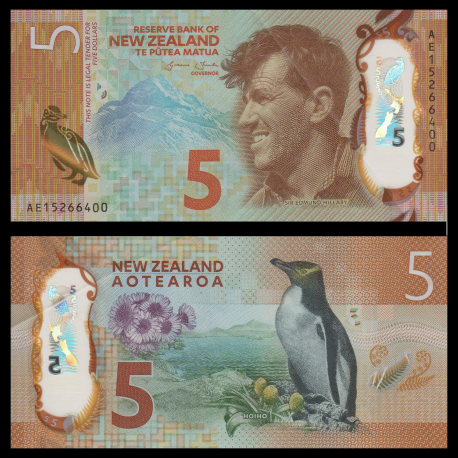 New Zealand, p-191, 5 dollars, 2015