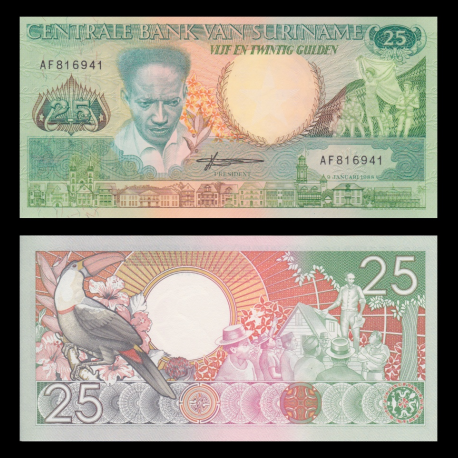 Suriname, 25 gulden, 1988