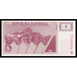 Slovénie, P-03, 5 tolar, 1990 - Billet de banque en vente sur Monnaies du Monde SHOP