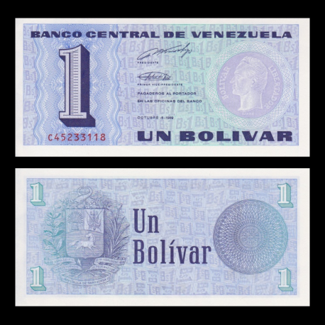 Venezuela, p-68, 1 bolivare, 1989