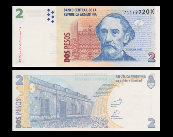 Argentina, P-352, 2 pesos, 2002