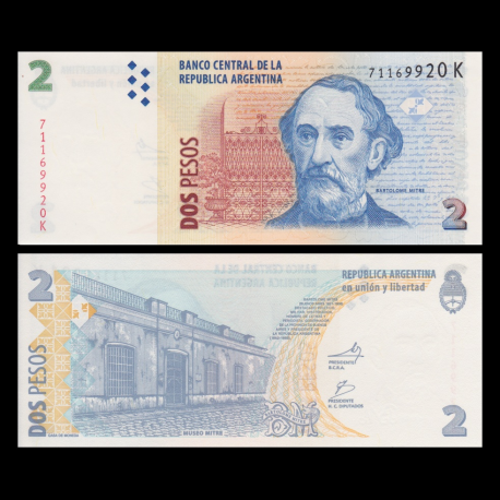 Argentine, P-352, 2 pesos, 2002