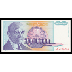 Yougoslavie, P-134, 500 000 000 dinara, 1993 - Billet de banque en vente sur Monnaies du Monde SHOP
