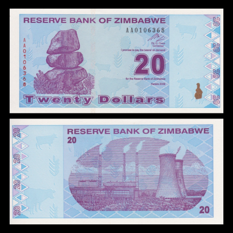 Zimbabwe, P-95, 20 dollars, 2009