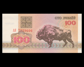 Bielorussie, P-08, 100 roubles, 1992