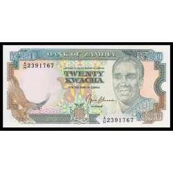 Zambie, P-32b, 20 kwacha, 1989-91 - Billet de banque en vente sur Monnaies du Monde SHOP