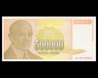 Yugoslavia, P-143, 500 000 dinara, 1994