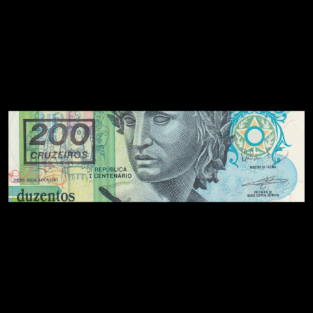 Paper Money P-225b UNC Brazil 200 Cruzeiros Cruzados Banknote ND 1990