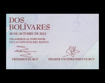 Venezuela, p -88f, 2 bolivares, 2013