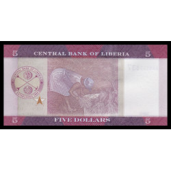Liberia, P-31a, 5 dollars, 2016 - Billet de banque en vente sur Monnaies du Monde SHOP